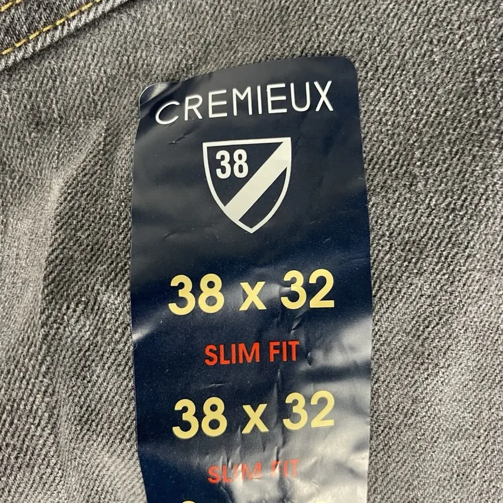 Cremieux Premium Denim Jeans Men's Slim Fit Stretch Gray 38x32
